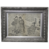 Гравюра три гейши, HOKUSAI-Shool Katsushika 1860 коллекция MASTERSKIN
