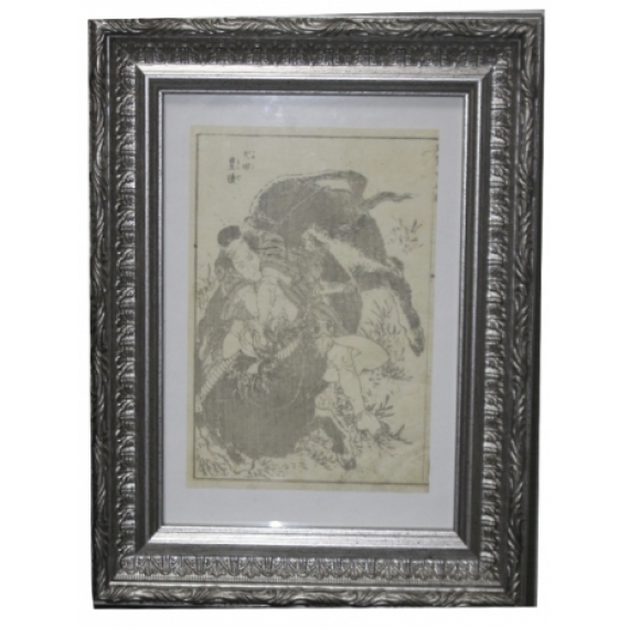 Гравюра самурай и бык HOKUSAI-Shool Katsushika 1860 коллекция MASTERSKIN